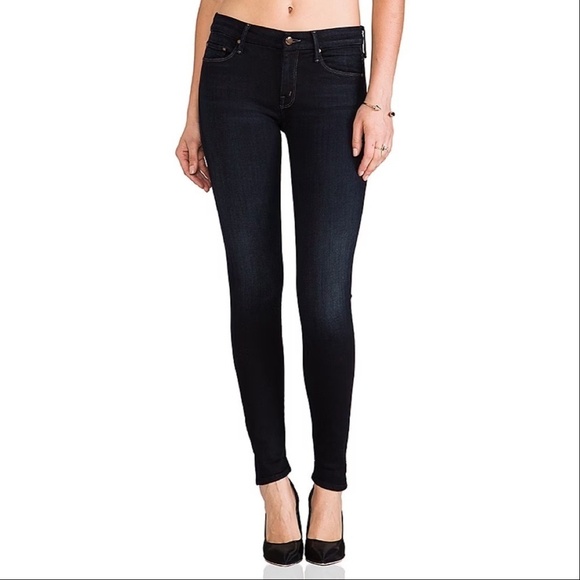 MOTHER | High Waisted Looker Coffee Tea or Me Cotton Stretch Dark Wash Jeans - Picture 1 of 9